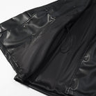 Black glossy faux leather Langry raincoat with drawstring hem