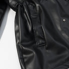 Black faux leather Langry casual coat with button closure and pockets