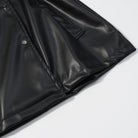 Langry faux leather casual drawstring waist coat with buttons and pockets