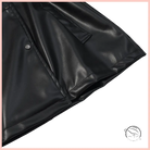 Langry faux leather coat with black jacket button closure and pocket detail