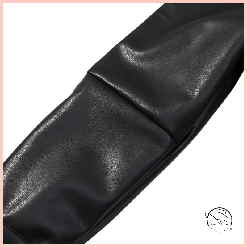 Langry faux leather coat with black textured belt and silver buckle