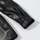 Langry faux leather jacket with drawstring waist and button details