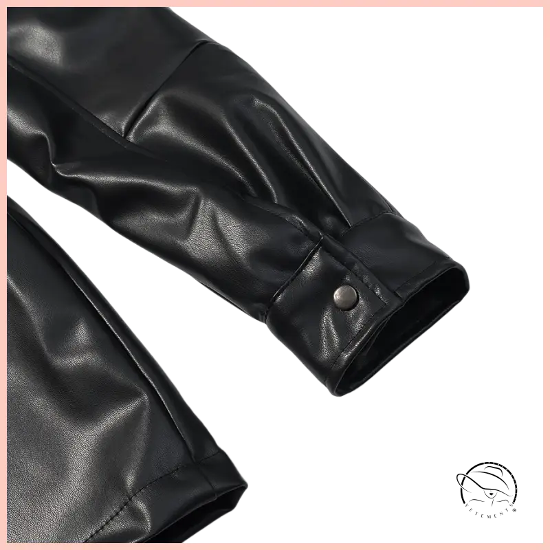 Langry faux leather coat with drawstring waist and buttoned cuffs