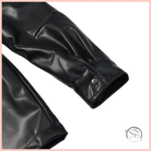 Langry faux leather coat with drawstring waist and buttoned cuffs