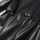 Langry faux leather casual drawstring waist coat with shiny finish and pocket detail