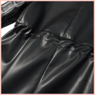 Langry faux leather coat with black shiny finish and pocket details