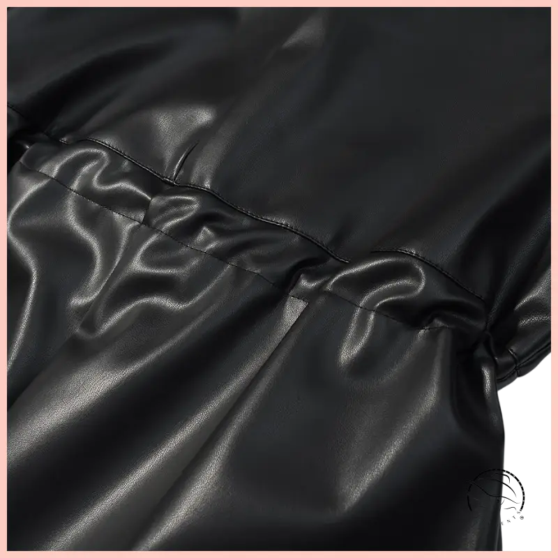 Langry faux leather coat with black ruched detailing