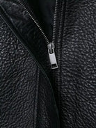 Elegant drop shoulder faux leather bomber jacket by Langry with zipper detail