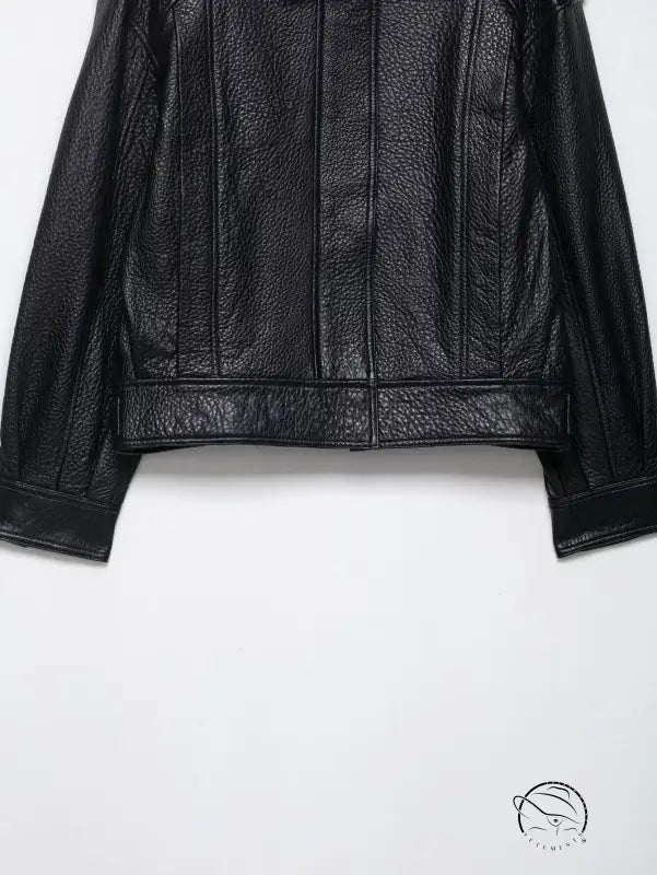 Elegant langry faux leather bomber jacket with zipper and drop shoulders