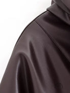 Trendy fashion brown leather high-waist pleated skirt with langry ملابس style
