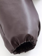 Fashion brown leather glove with elastic wristband for Langry padded jacket