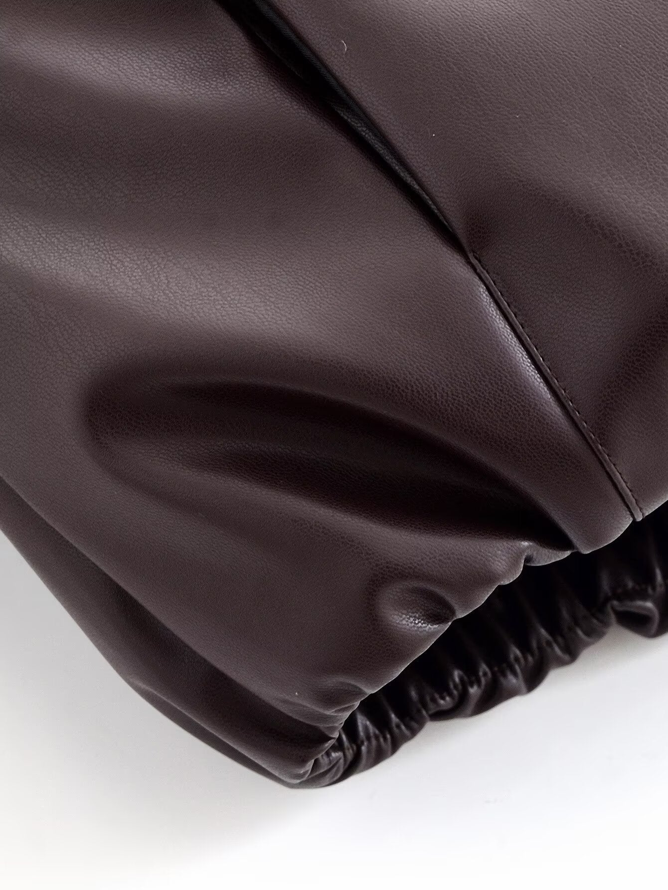 Trendy langry fashion brown leather jacket with zipper and padded collar