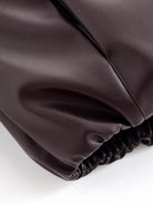 Trendy langry fashion brown leather jacket with zipper and padded collar