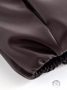 Trendy langry fashion brown leather jacket with button closure