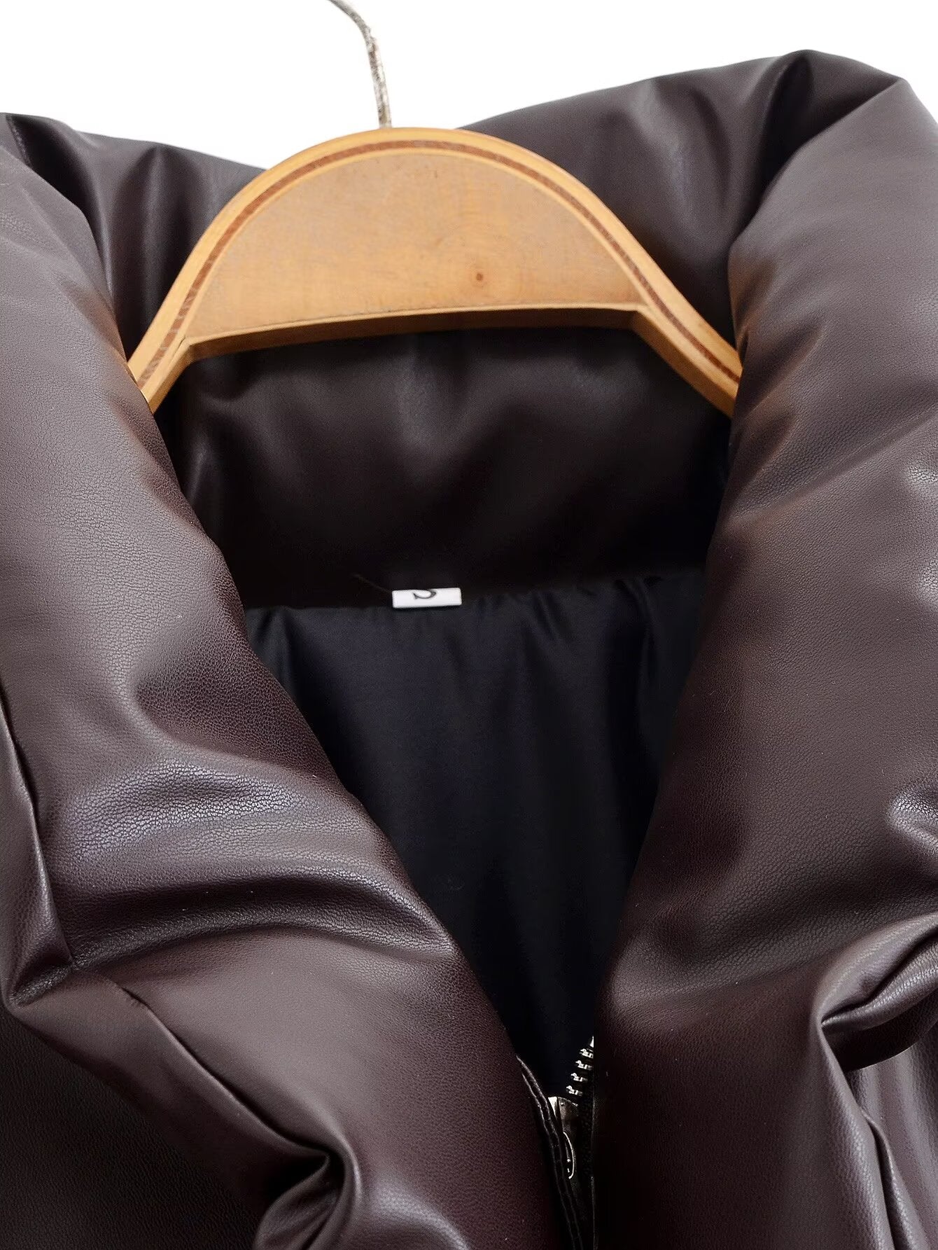 Trendy langry brown leather bomber jacket with black lining and zipper