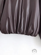 Fashion langry brown satin bed skirt with ruffled pleated edge