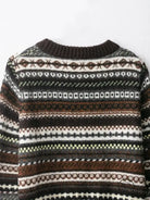 Brown and white fair isle jacquard sweater in Langry fashion ملابس
