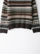 Langry fashion cute design jacquard sweater in intricate fair isle geometric patterns with brown, white, and black colors