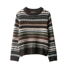 Langry cute design jacquard sweater with fair isle geometric patterns in brown, white, black