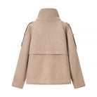 Elegant beige woolen jacket from Langry fashion, double-breasted with epaulettes