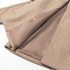 Elegant beige wool coat with double-breasted button details for langry fashion