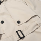Cozy Belt Trench Coat in cream with black buttons and belt loops, Langry fashion ملابس