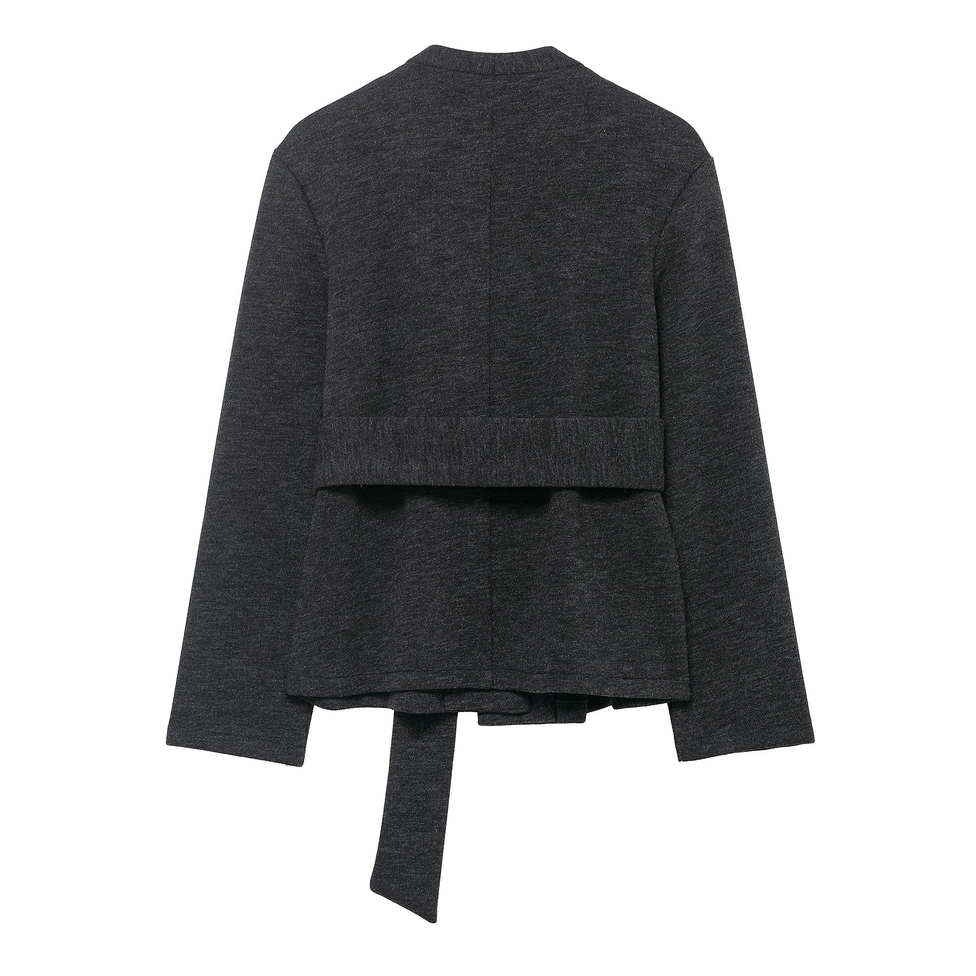 Cozy Soft Coat: black textured langry fashion sweater with tie waist