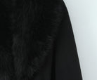 Langry fashion black fur collar belt woolen coat with sleek design