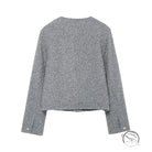 Grey textured sweater with long sleeves and button cuffs in Langry fashion