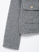 Gray langry woolen jacket with gold buttons, pocket detail, autumn winter fashion coat