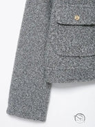 Gray woolen jacket with gold buttons, pocket detail, langry fashion coat