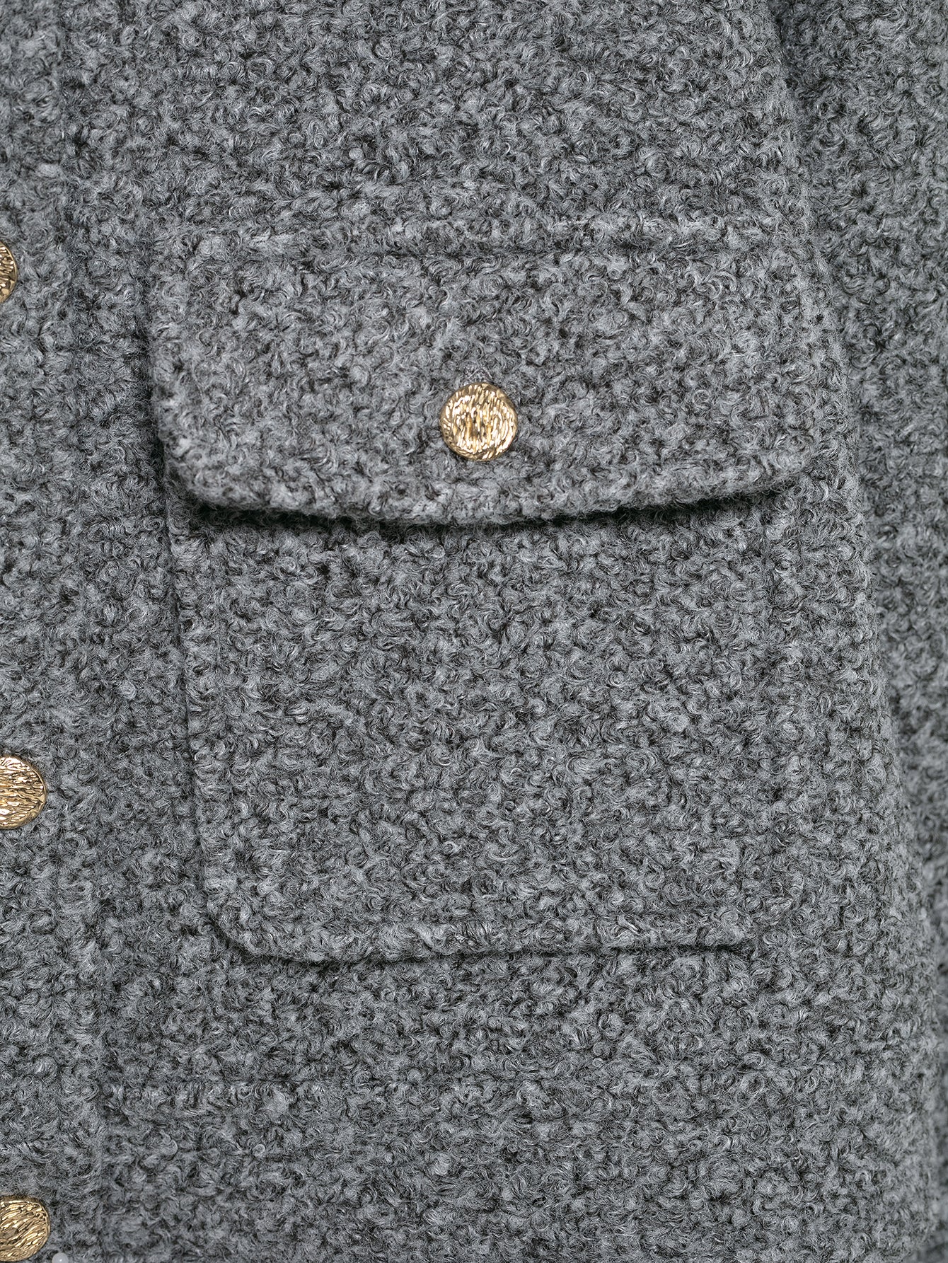 Elegant gray wool blazer with gold buttons, Langry fashion coat