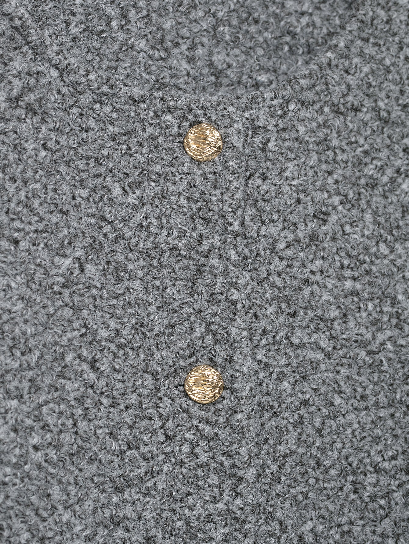 Gray textured woolen coat with gold buttons, Langry fashion ملابس