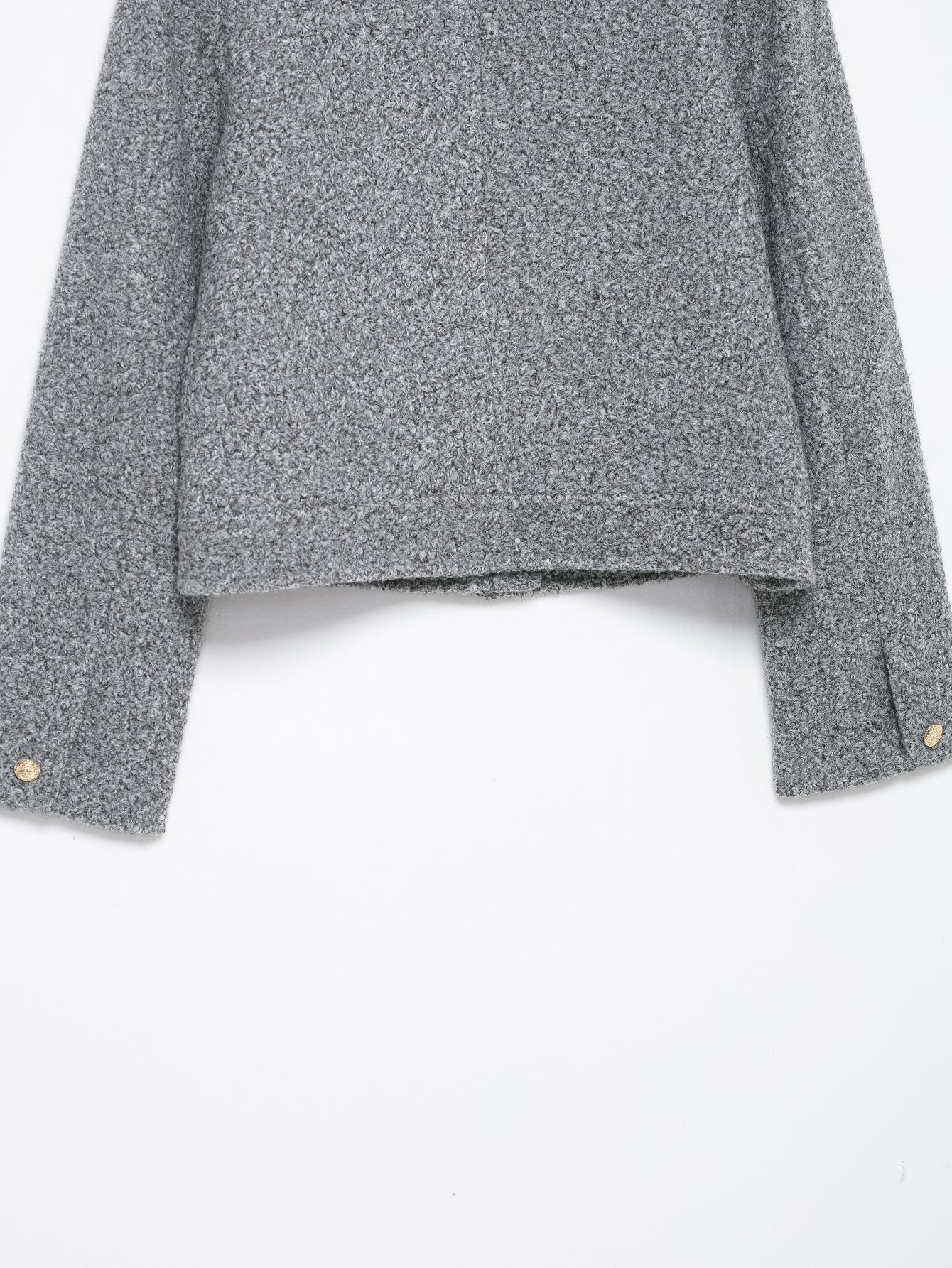 Gray textured wool jacket with gold buttons in Langry fashion