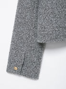 Langry fashion gray woolen jacket with gold buttons and textured pattern for autumn winter street coat