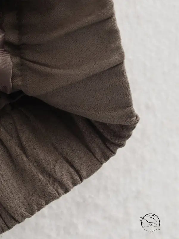 Warm cozy suede jacket in soft dusty brown ruched fashion fabric