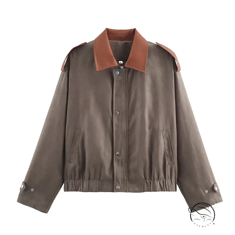 Stylish Warm & Cozy Suede Jacket in olive green with brown leather accents, langry fashion ملابس