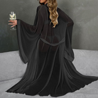 Elegant langry fashion chiffon cape with lace-up mesh nightgown