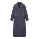 Elegant langry fashion woolen overcoat with pinstripes and notched collar
