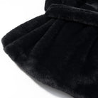 Black faux fur robe with soft plush texture and Langry fashion belt