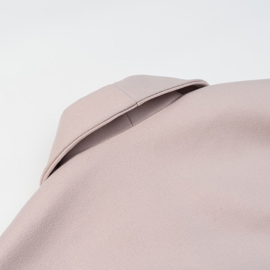 Elegant langry fashion wool coat collar in soft beige fabric