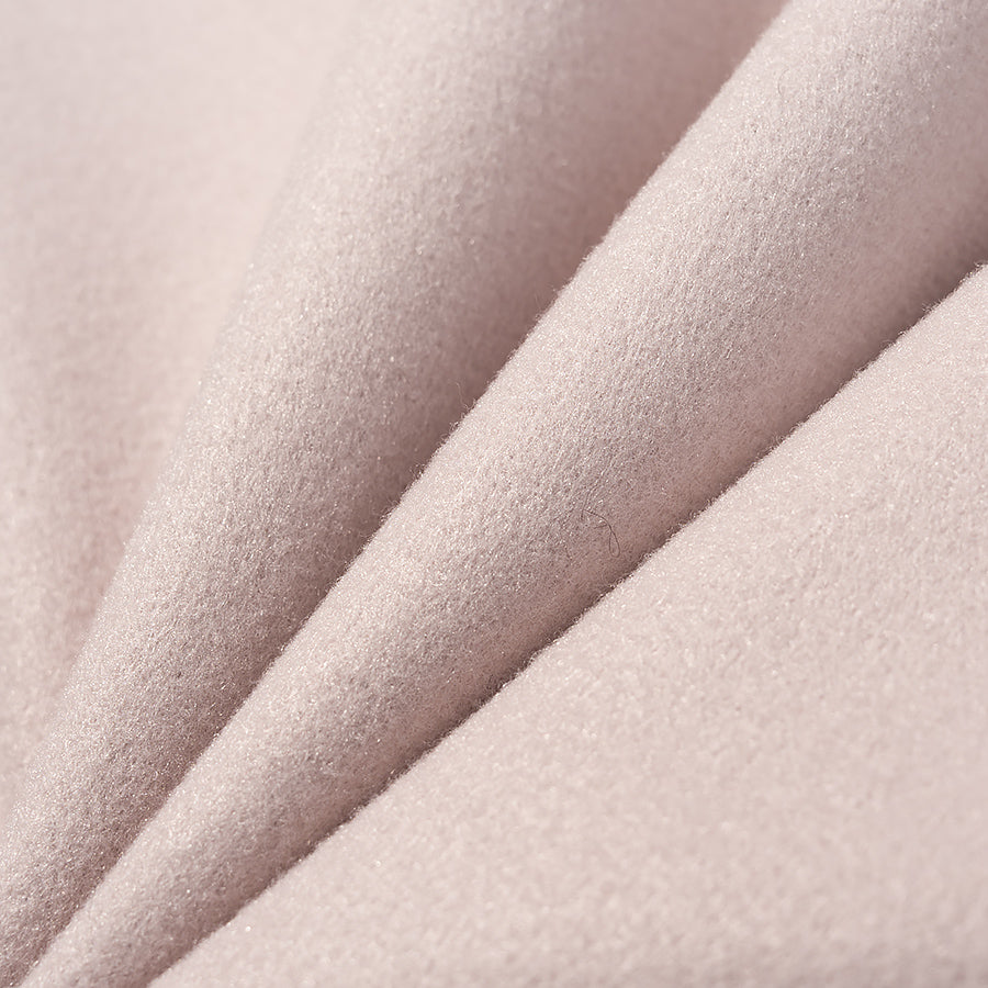 Elegant langry fashion coat with soft blush suede texture