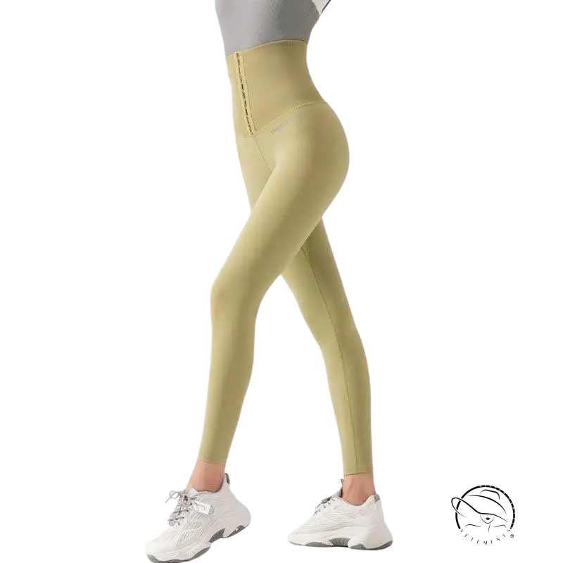 Olive green Waist Shape Up Pants with waist shaping fitness design