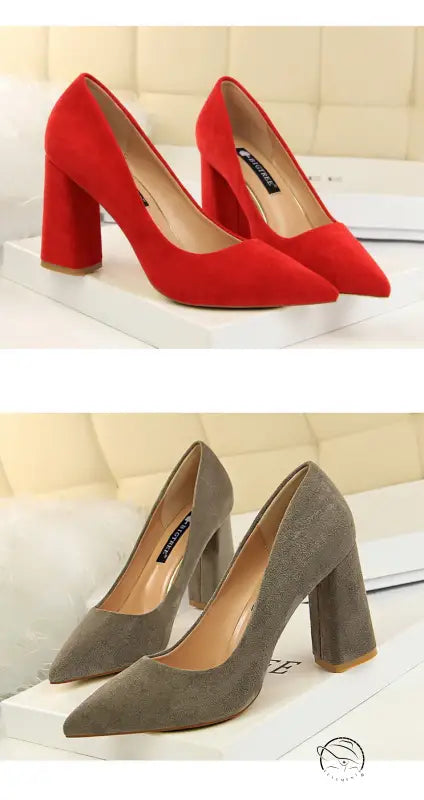 Two pairs of langry suede high-heeled pumps in Comfy Skinny High Heels fashion