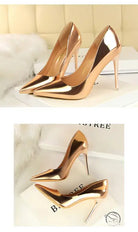 Shiny gold langry fashion metal high heels for stylish outfits