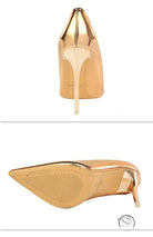 Pair of fashionable gold langry metal high heels