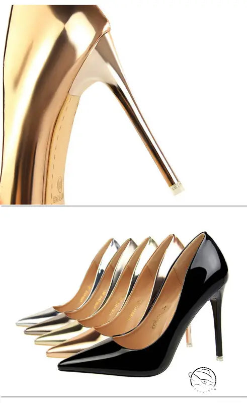 Shiny langry fashion metal stiletto heels in various colors