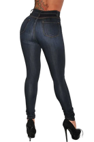 Dark wash high-waisted skinny denim blue casual jeans