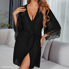 Black lace-trimmed robe from Cute MINI HOMEWEAR, perfect outerwear gown style