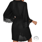 Black lace-trimmed robe in comfy cute mini homewear gown